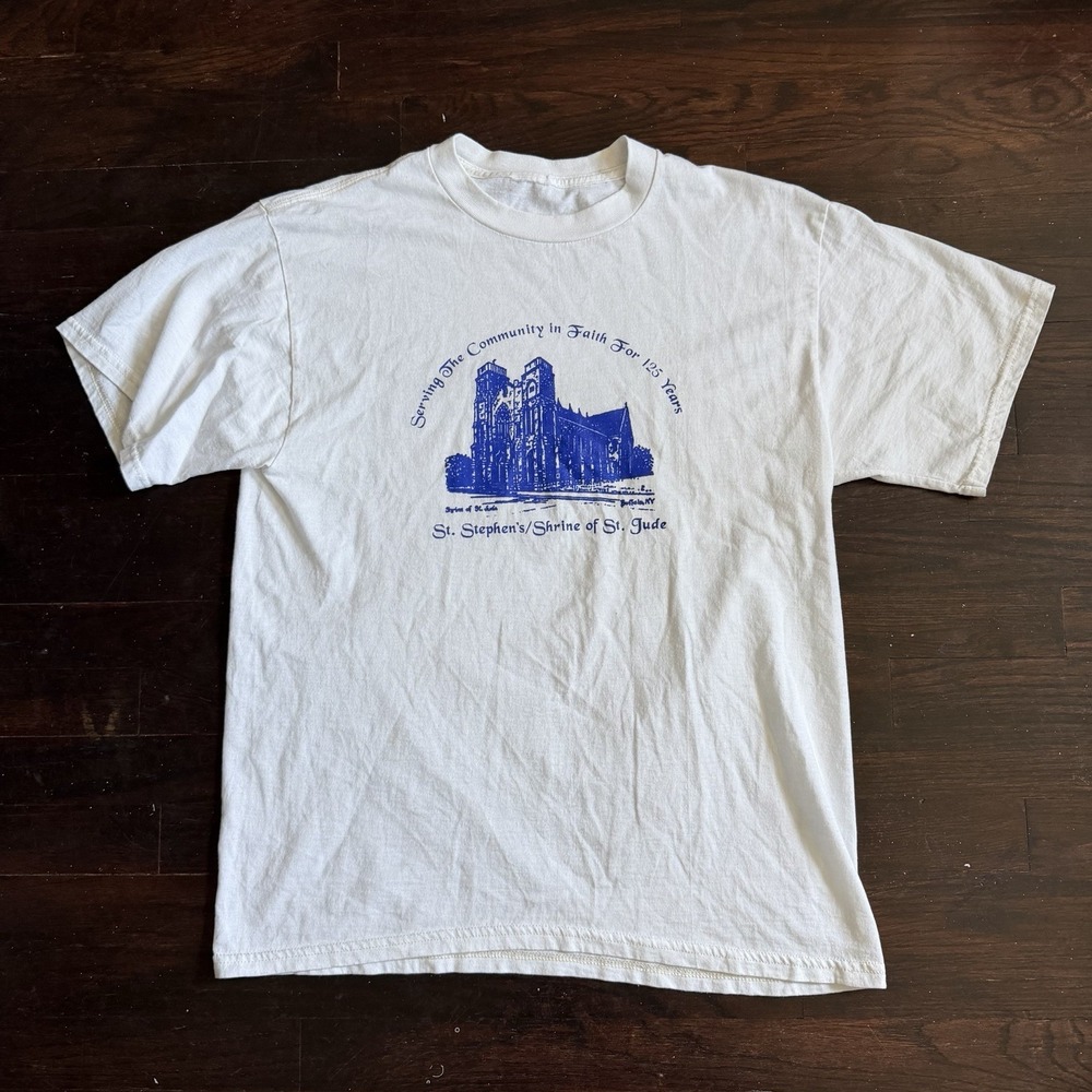 Vintage St Stevens St Jude Church T Shirt Jesus Tee Size Large